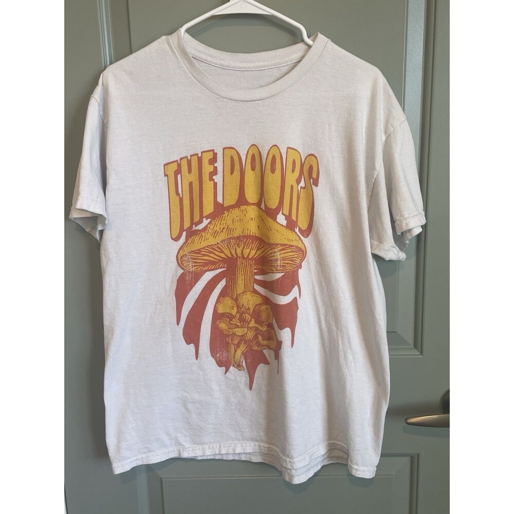 the doors t shirt Large Unisex Mushrooms Yellow Red White